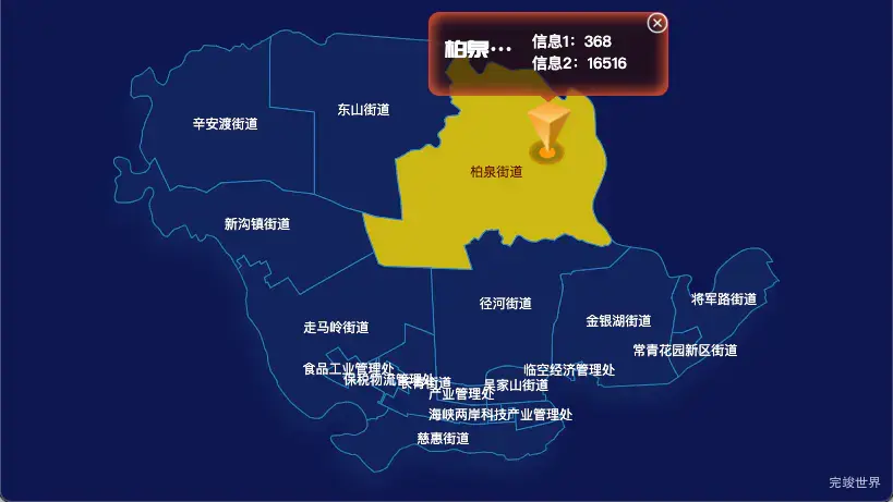 echarts 武汉市东西湖区geoJson地图点击弹出自定义弹窗